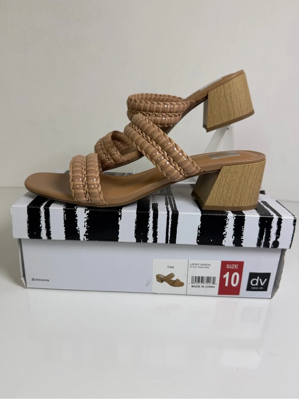 DV by Dolce Vita Santana Women’s Size 10 Tan Braided Block Heel Slide Sandals